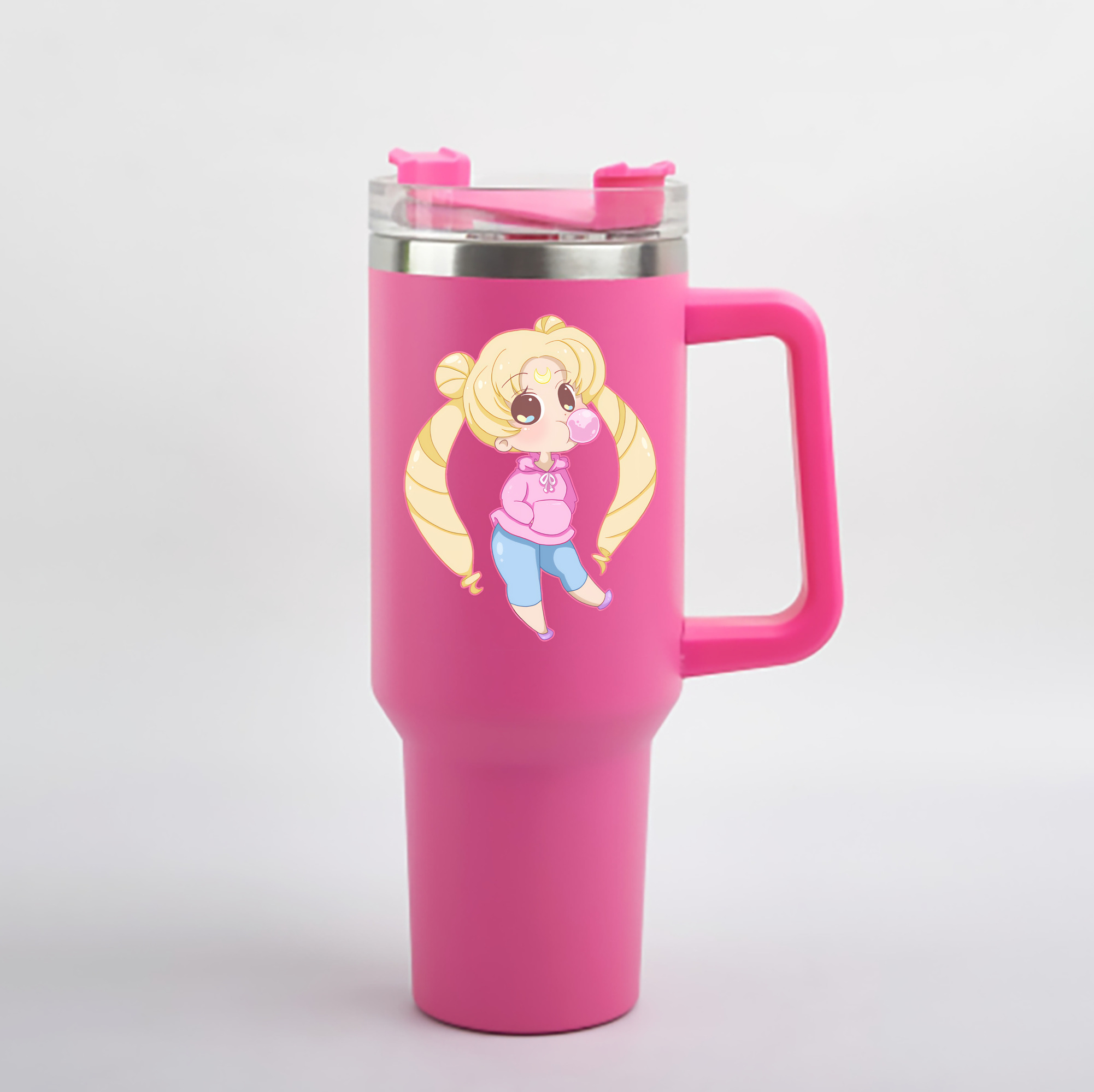 （画像用） 美少女戦士セーラームーン 愛野 美奈子 あいの みなこ Sailor Moon Aino Minako 1200mL車用タンブラー - クリスタルステッカー（プラスチックストロー付き）
